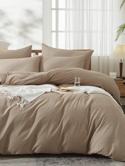 Housse de couette marron en couton