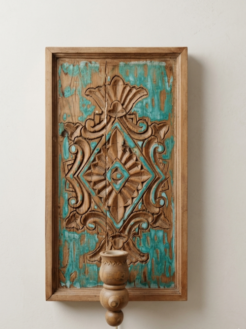 Applique Murale Bois Sculpté Main Tunisie – Panneau Artisanal Pièce Unique