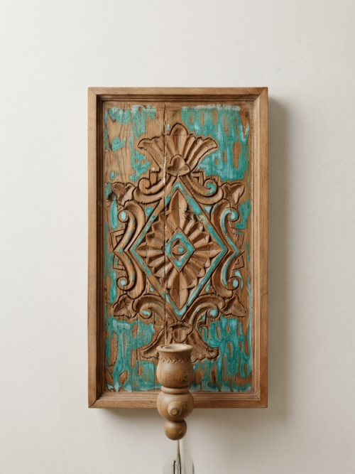 Applique Murale Bois Sculpté Main Tunisie – Panneau Artisanal Pièce Unique
