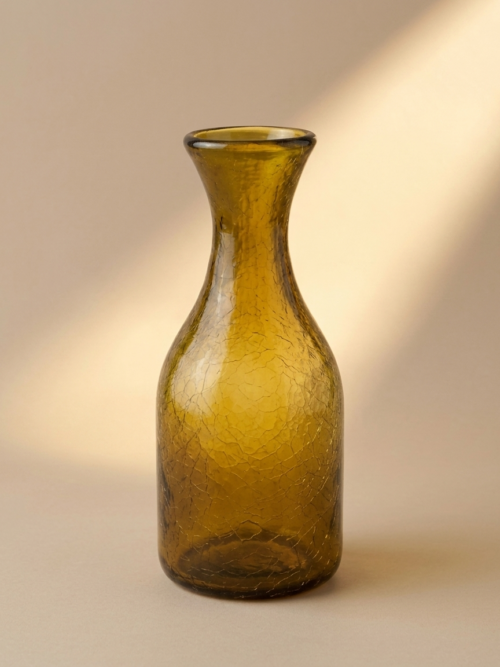 Carafe verre soufflé fait main Tunisie | Artisanat Craquelé Ambré