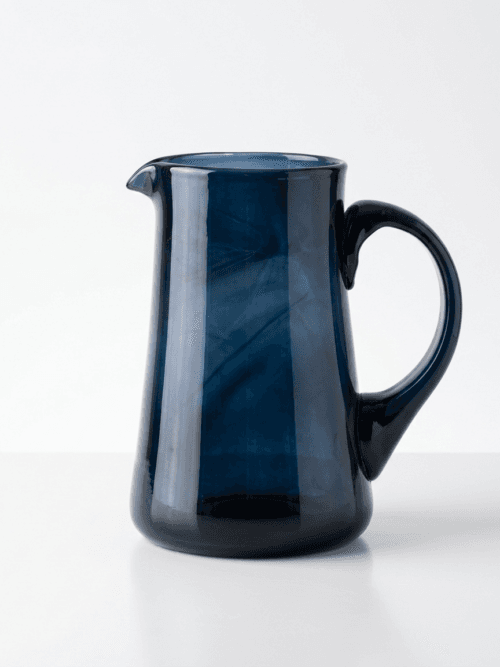 pichet verre soufflé Tunisie bleu marine fait main Djerba