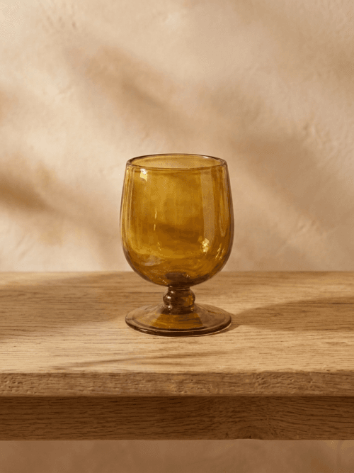 6 verres en verre soufflé - Jaune ambré