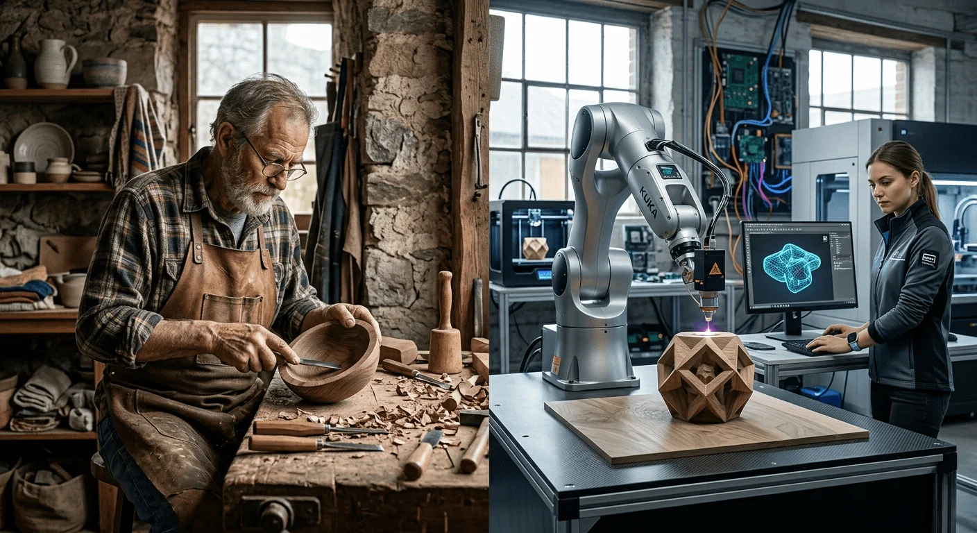 Importance du fait main : contraste entre artisanat et technologie
